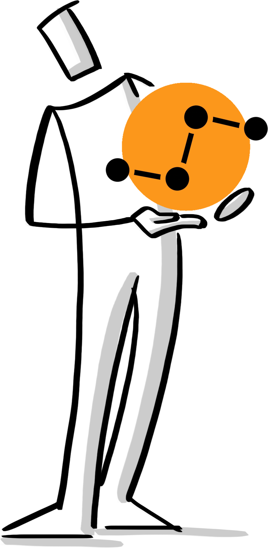 Illustration: Person mit dem orangen Wertwandler-Zeichen in der Hand